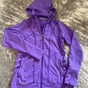 ATHLETA Purple Rishi Yoga Hoodie Ruched Back Long Athletic Jacket Size S